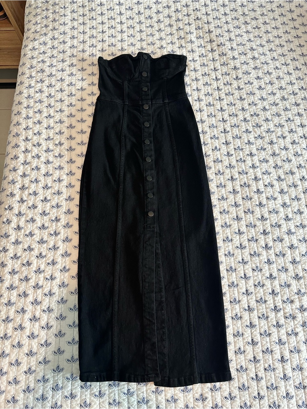Zara Denim Bustier Midi Dress In Black - New With Tags